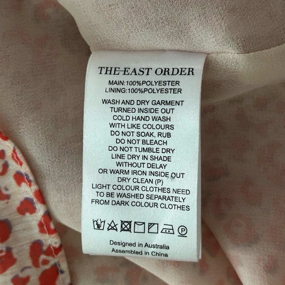 Orange Floral Long Sleeve Mini Dress Sz S Cottagecore Garden Tea Romantic Boho - Picture 9 of 9